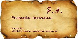 Prohaska Asszunta névjegykártya